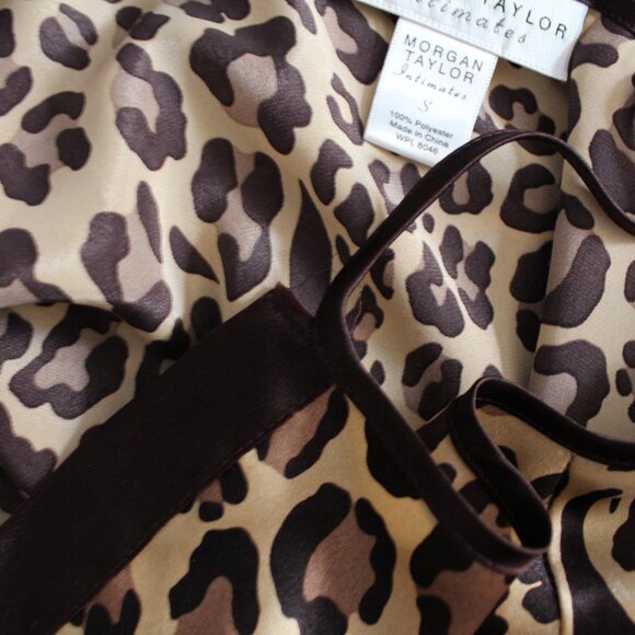 Baby Doll Brown Cheetah Print Slip/Lingerie Dress With Bow - Picture 5 of 5